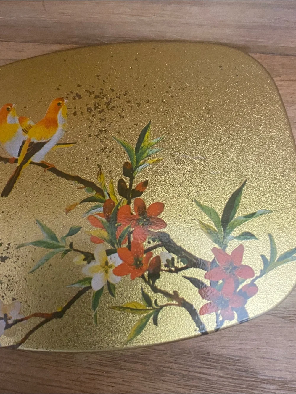 Elite Made In England Vintage Gold Cottage Core Bird Themed Gold Drink Coasters